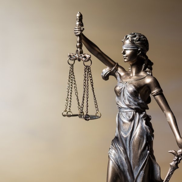 Фемида на фоне книг