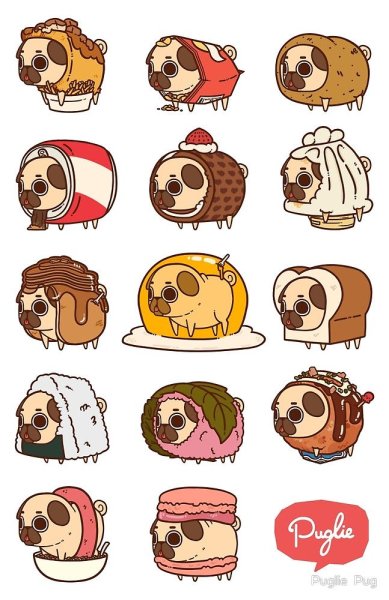 Puglie Мопс Стикеры