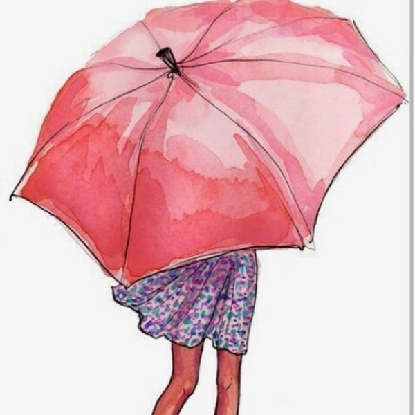 Девушка с зонтом рисунок