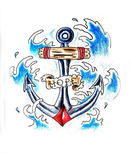 Эскиз якоря красивый