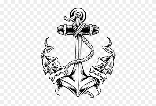 Тату якорь на белом фоне