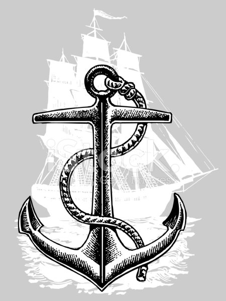 Якорь рисунок цветной
