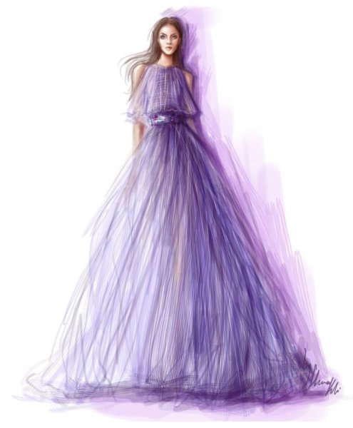 Нарисованные девушки в платьях
