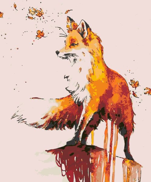 Лиса на белом фоне