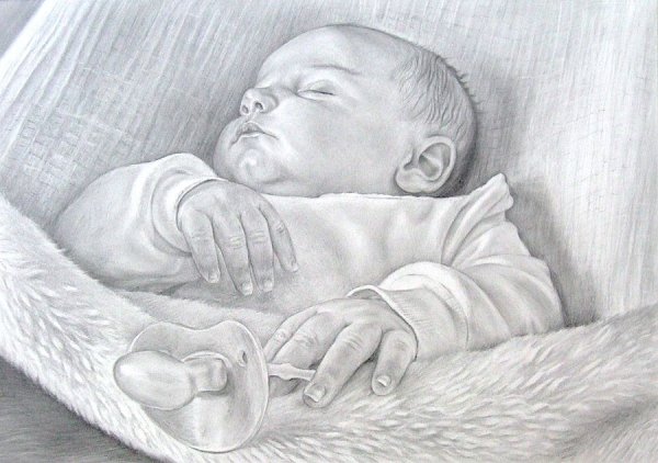 Младенец карандашом