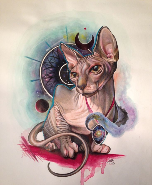 Лысая кошка арт