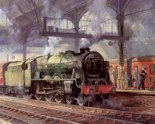 Художник Алан Фирнли паровозы