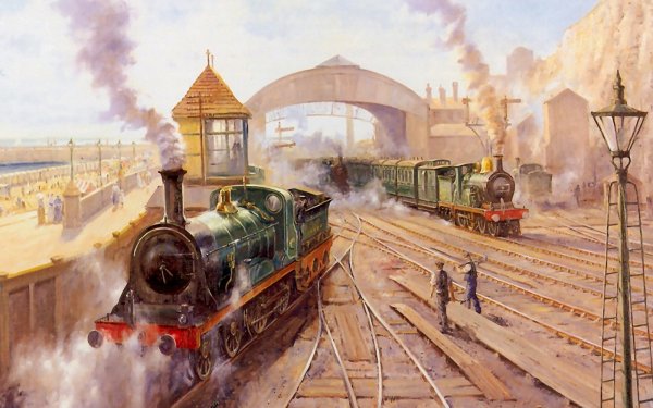 Художник Алан Фирнли паровозы