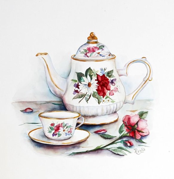 Чайный сервиз акварель