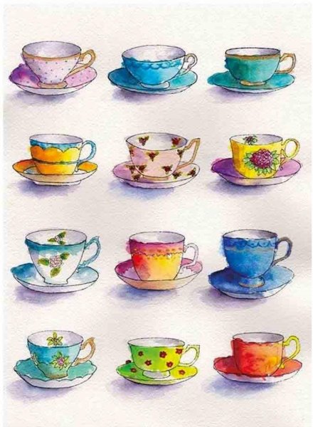 Чайный сервиз кружки акварелью