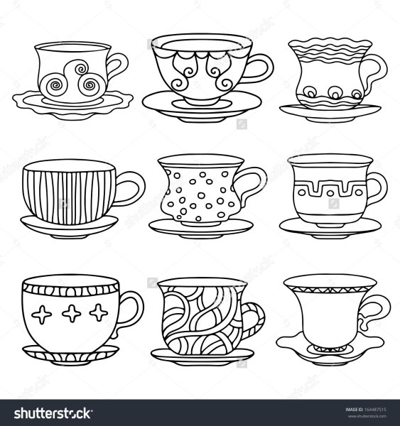 Посуда с геометрическим рисунком для раскрашивания