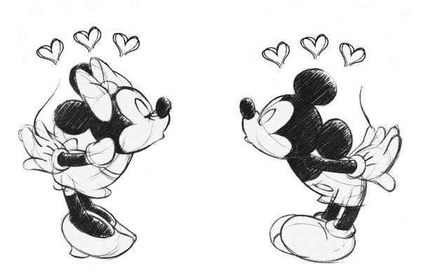 Рисунки для срисовки Микки Маус и Минни
