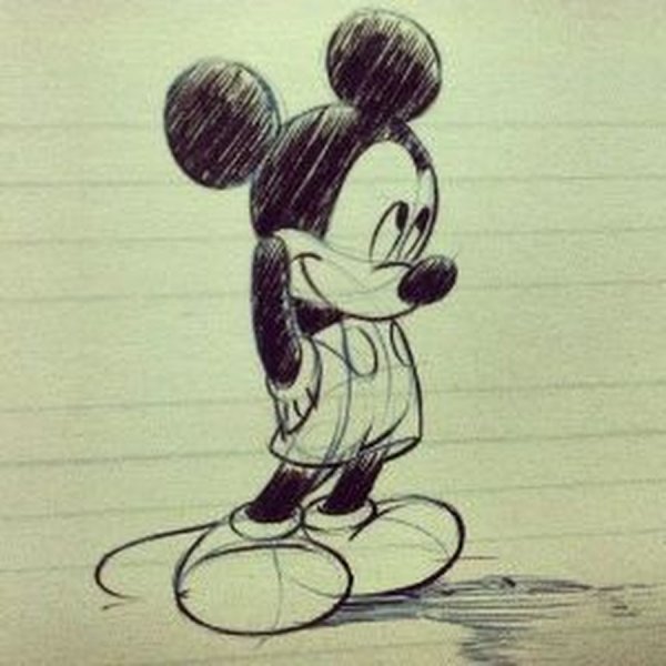Микки Маус рисунок карандашом