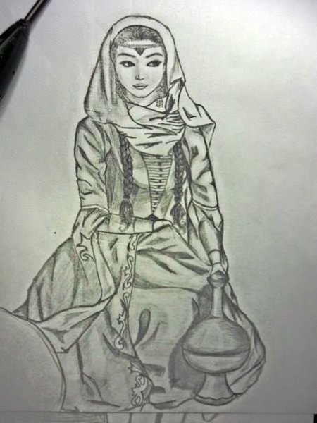 Мусульманка карандашом