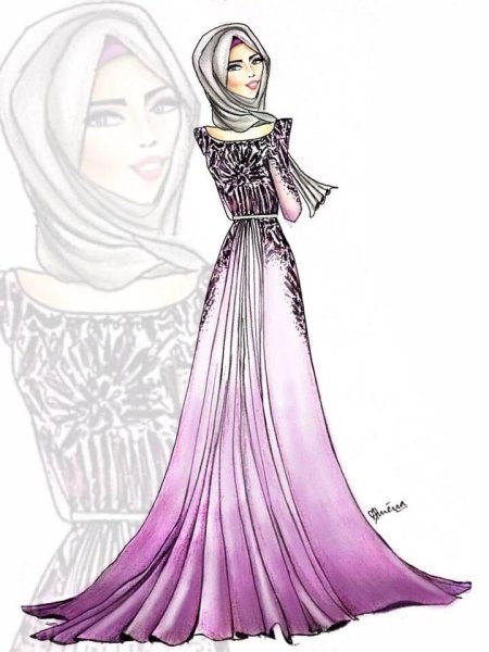 Девушки в хиджабе мультяшные