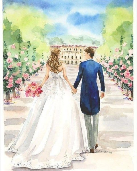 Рисунки на свадьбу для срисовки