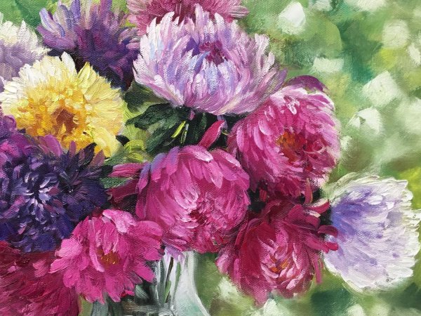 Астры живопись акварель