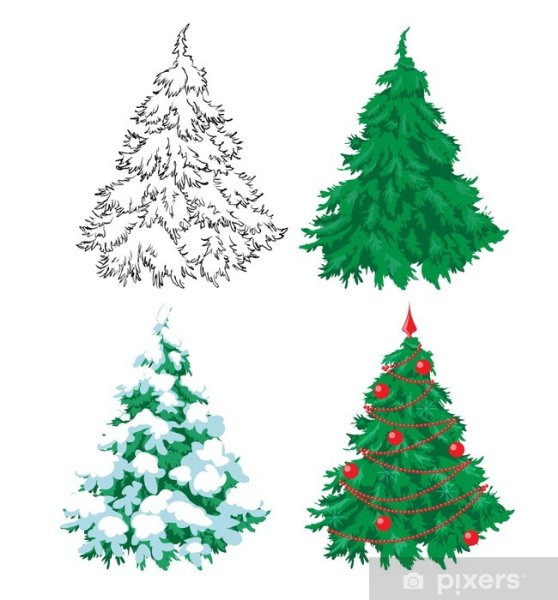 Красивый рисунок елки красками