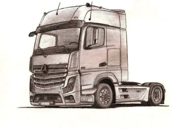 Грузовик Мерседес Бенц сбоку