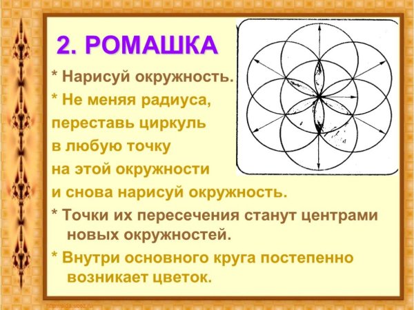 Как нарисовать цветок с помощью циркуля