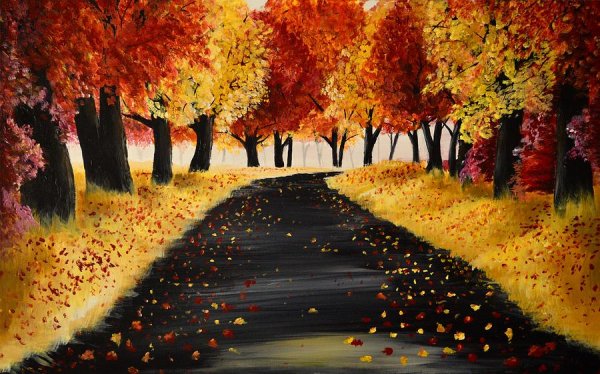 Осенняя картина карандашом