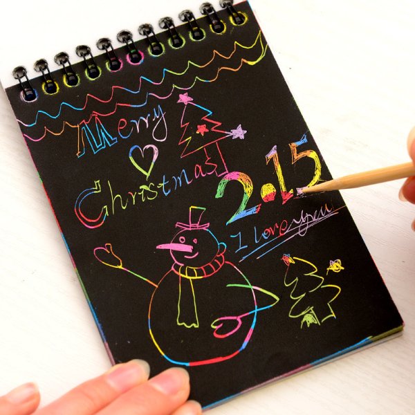 Скретч блокнот с черными листами для рисования