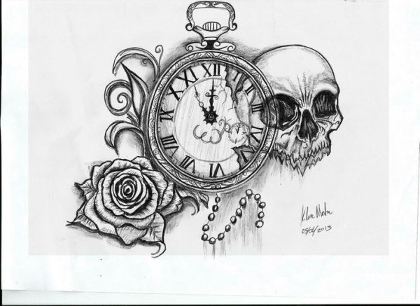 Эскиз Татуировки с часами