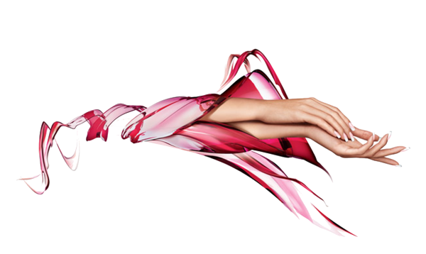 Руки с маникюром на прозрачном фоне