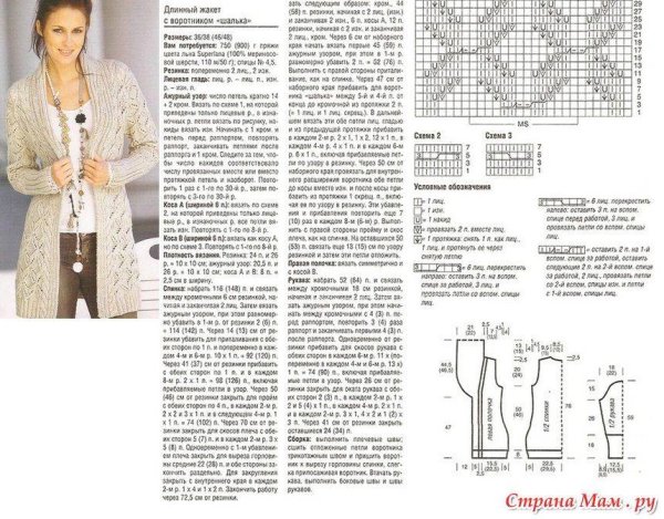 Женский длинный кардиган вязаный спицами схемы вязания