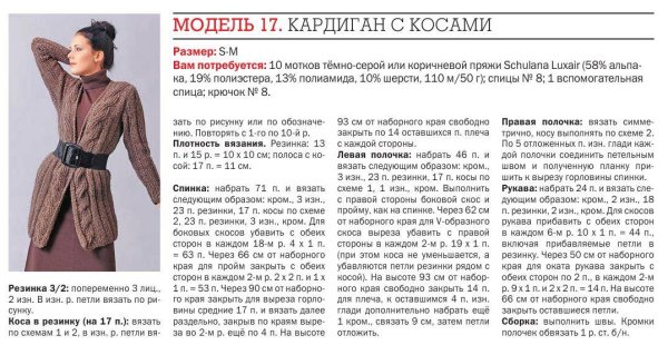 Кардиган пальто женский спицами из толстой пряжи со схемами