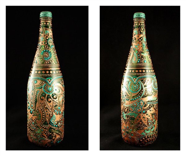 Точечная роспись бутылок