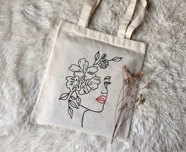 Сумка шоппер с вышивкой