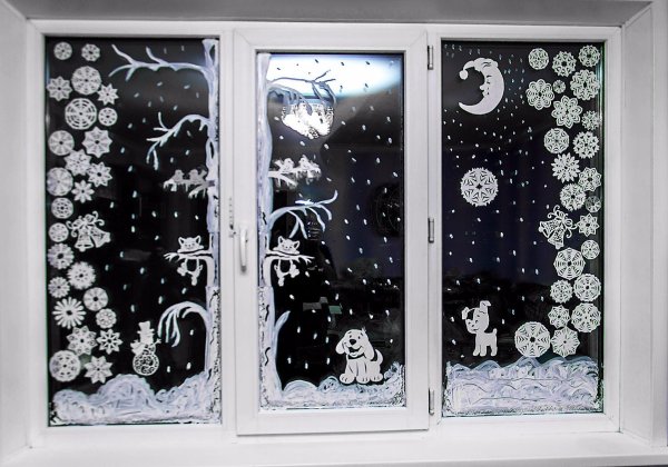 Новогоднее украшения на окна