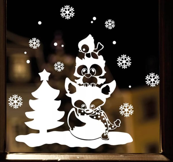 Разрисованные окна на новый год