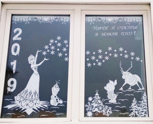Украшение окон на новый год