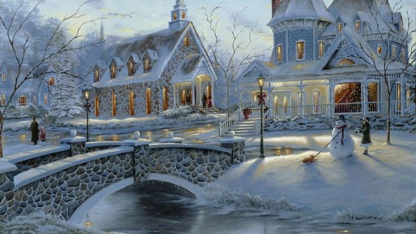 Зимний пейзаж рисунок