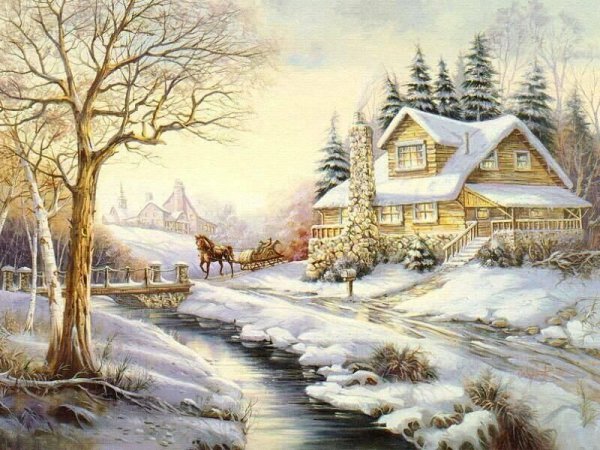 Леднев Александр Алексеевич . Зимний пейзаж.