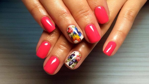 Черно-розовый маникюр