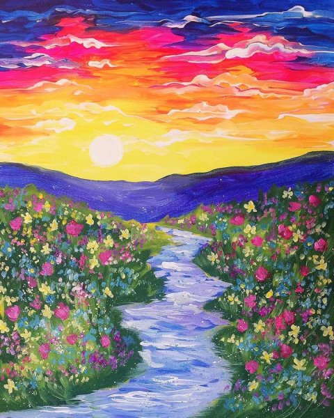 Море цветными карандашами