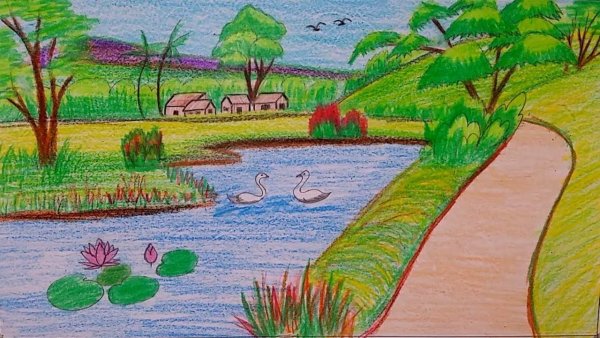 Рисование пейзажа карандашом для детей