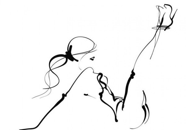 Очертания людей одной линией