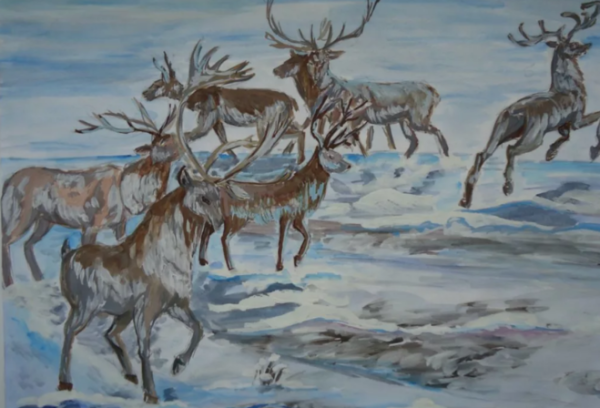 Тундра рисунок для 4 класса