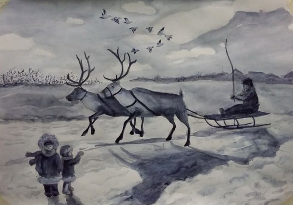 Пейзаж тундры рисунок