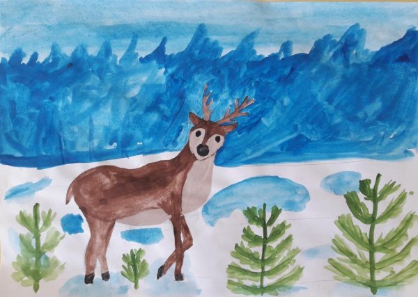 Пейзаж в графике с животными