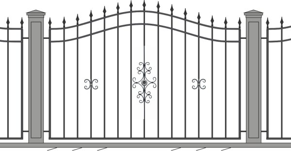 Кованый забор на белом фоне