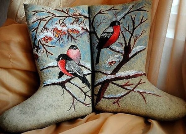 Вышивка на валенках своими руками