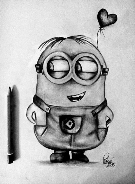 Миньоны карандашом