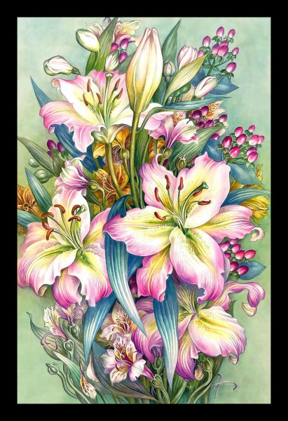 Цветы цветными карандашами