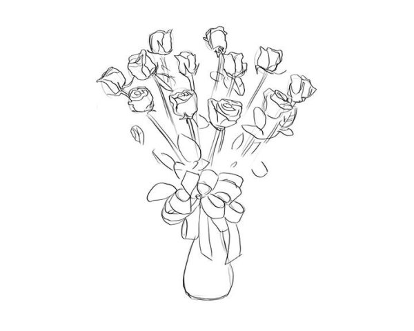 Букет карандашом для начинающих