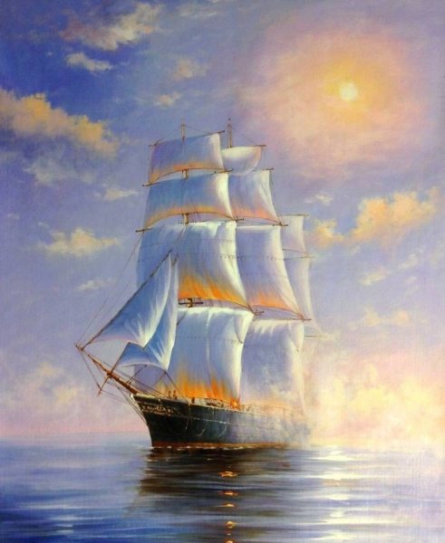 Пиратский корабль акварель